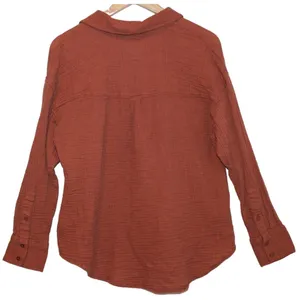 Abercrombie & Fitch Red Collared Long Sleeve Blouse Button Down Shirt Top Size S thumbnail 2