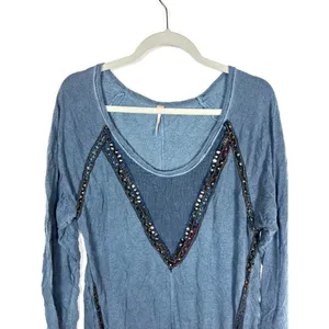 Free people sequin embellished‎ blue tunic thumbnail 2