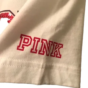 Pink VS Collegiate Collection WISCONSIN BADGERS White Crew Neck Tee Sz. M BLING thumbnail 6
