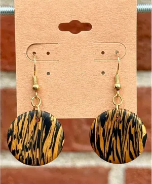Handmade Polymer Clay Earrings Tiger Color Stripes thumbnail 1