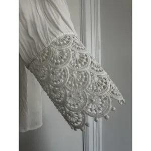 EUC Sézane Clém Sz38 White Long Sleeve Ecru Shirt Lace Details Textured Business thumbnail 8