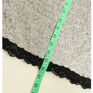 No Boundaries Sequin Cropped Skirt Set Sz L Silver Black Lace Trim Party Glam thumbnail 12