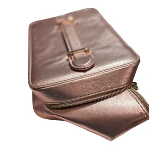 Lancôme Metallic Rose Gold Cosmetic Train Case | NWOT | Large Vanity Organizer thumbnail 11