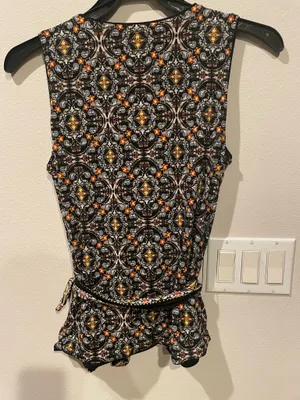 White House Black Market Womens Sleeveless Tank Black Brown Wrap Reversible M thumbnail 2
