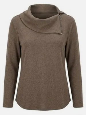 Fortune + Ivy Katelyn Zipper detail cowl neck knit top thumbnail 1