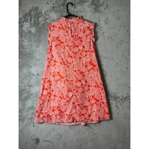 Boden Sleeveless Smocked Mini Dress Orange White Paisley Tie Waist Cottagecore 8 thumbnail 3