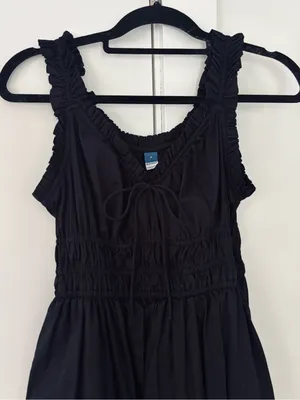 Old Navy long Black Smocked Peasant corset sleeveless maxi dress cottage core thumbnail 2