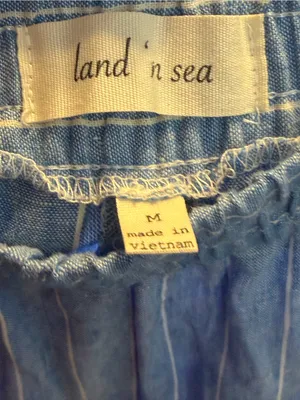 Land 'n Sea Striped Capri Pants Light Blue Pull-On Resort‎ Style Buttons Medium thumbnail 4