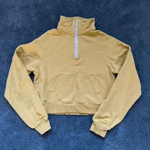 Brandy Melville John Galt Yellow Cropped Half Zip Crewneck Sweatshirt thumbnail 1