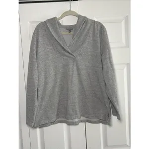 T by Talbots Neck‎ Pullover Melange Shawl Collar Size XL Gray Athleisure Relaxed thumbnail 3