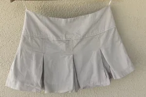 Zara Beige Mini Micro Skirt Small Pleated Preppy Academia Clean Girl Classic thumbnail 1