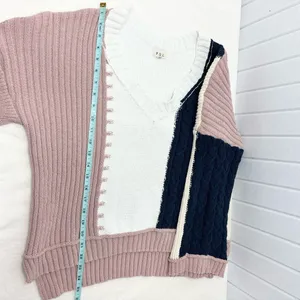 POL V-Neck Color Block Chunky Knitted Sweater Women’s‎ Size M thumbnail 14