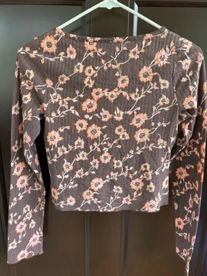 Like New Free People Tilly Brown Floral Crop Top Size XS Retail $78.00 thumbnail 8