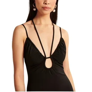 Abercrombie and Fitch Convertible Strappy Mini Dress Womens Large Black NEW thumbnail 2