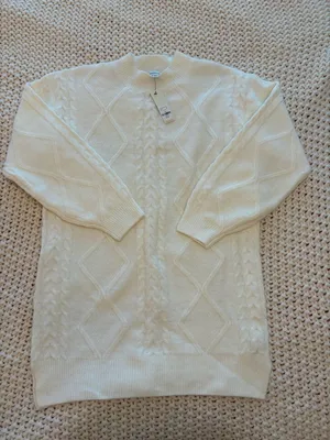 Francesca's White Long Sleeve Cable Knit Sweater Dress thumbnail 1