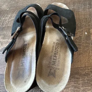 Mephisto Hannel Black Nubuck Leather Cork Footbed Slide Sandals Womens 38 thumbnail 5