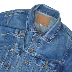 American Eagle Denim Jacket Women Large Blue Classic Trucker Button Up Cotton thumbnail 2
