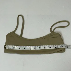 Oh‎ Polly Scoop Neck Ribbed Bikini Top in Khaki Green size Medium thumbnail 2