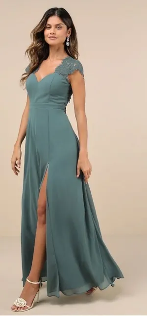 LULUS Sexy Elegant Prom Wedding Bridesmaid Romantic Flowy Chiffon Maxi Dress thumbnail 1