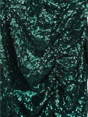 Lulus‎ Get Festive Emerald Green Sequin Mini Dress Small NWT Ruched Bodycon thumbnail 7