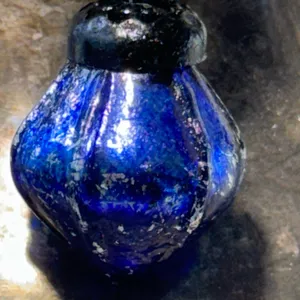 Artisan Handknotted Silver Necklace with Blue Vintage Ornament Pendant thumbnail 8