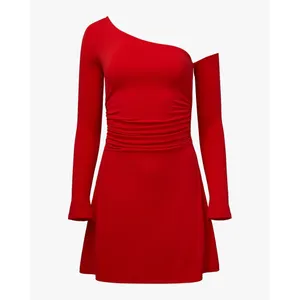 WeWoreWhat Womens Red Long Sleeve Asymmetrical One Shoulder A-Line Mini Dress S thumbnail 2