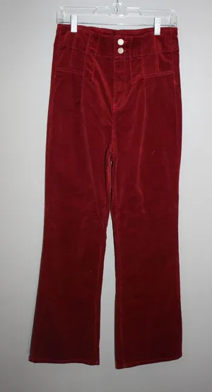 Avec Les Filles Corduroy Pants Womens 10 Burgundy Red New High Waist Wide Leg thumbnail 1