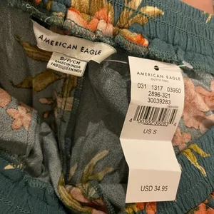 American Eagle Floral‎ Linen Ruffle Pull On Elastic Shorts thumbnail 5