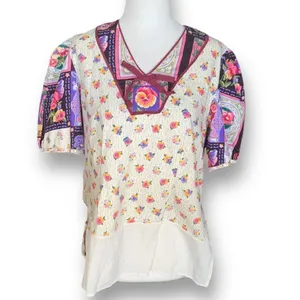 Vintage Handmade Square Dancing Skirt Set Purple Pansy Floral Printed Midi‎ thumbnail 10