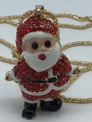 Red Crystal Santa Claus Christmas Necklace thumbnail 16