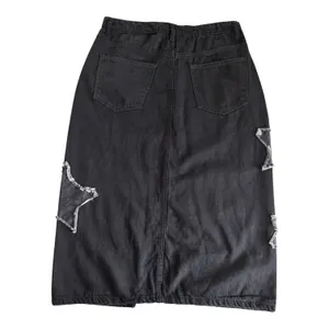 Daisy Street Star Patch Black Denim Midi Skirt Women’s Small Streetwear Y2K thumbnail 2