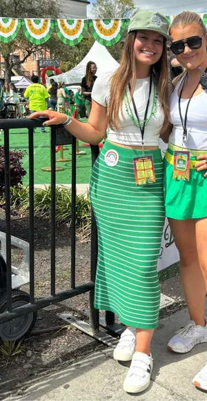 Green Striped Maxi Skirt thumbnail 1