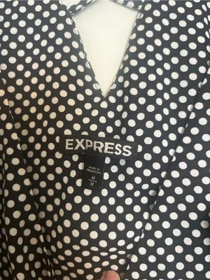 Express Black and White Polka Dot V-Neck tank with Strappy Back thumbnail 2