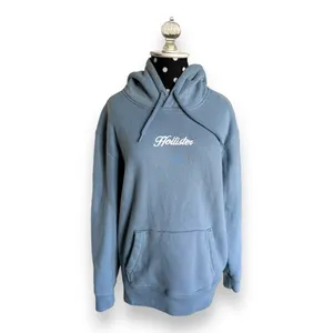 Hollister Womens Hoodie Sz XS Blue Cursive Logo Solid Kangaroo Pocket Drawstring thumbnail 4