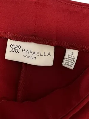 Rafaella Comfort Red Front Seam Pull On Pants 16 Stretch Pintuck Trouser thumbnail 4