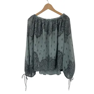 LOFT Paisley Off Shoulder Blouse NWT‎ XL Ruffle Neck Boho Romantic Top thumbnail 4