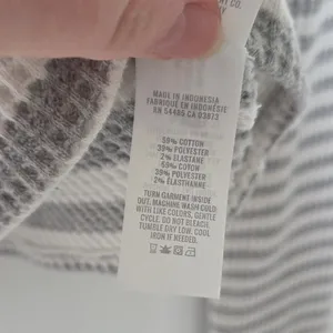 Aerie Gray Striped Long Sleeve Waffle Knit Turtleneck Pullover Crop Top Medium thumbnail 8