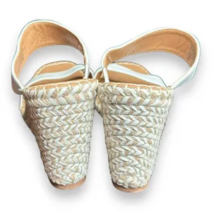 Steve Madden Icey Espadrille two white strap wedges Sz‎ 9.5 Leather thumbnail 3