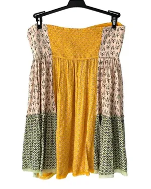 Free People Across The Sea Strapless Yellow Patchwork Tunic Mini Dress medium thumbnail 6