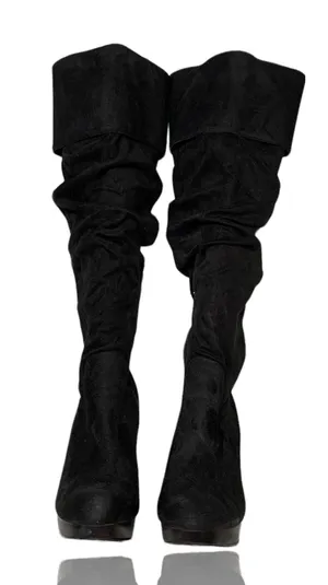 Black Knee High Heel Boots Size 7.5 thumbnail 3