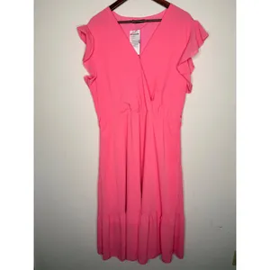 PrettyGarden Flutter Sleeve Wrap Midi Dress Pink‎ Solid Casual Boho Size XXL thumbnail 3