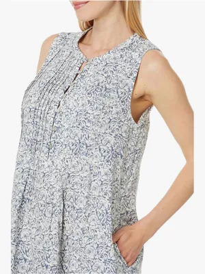 Faherty Isha Dress XS Cream Imma Floral Linen Blend Pintuck Mini Dress NWOT thumbnail 2