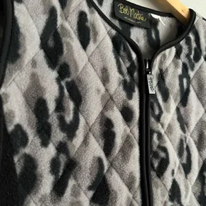 Bob Mackie Leopard Print Vest XS Black Gray Animal Print Zip Up Y2K thumbnail 5