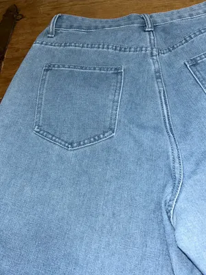 Yesfashion Women’s High-Waisted Wide Leg High rise Jorts Light Wash Size Large thumbnail 7