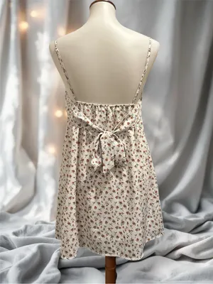 Princess Polly Cream Floral V-Neck Back Tie Mini Dress US 4 thumbnail 3