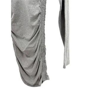 Aritzia Tna Chill Malibu Ruched Long Sleeve Dress S Grey Cotton Bodycon Mini M thumbnail 3