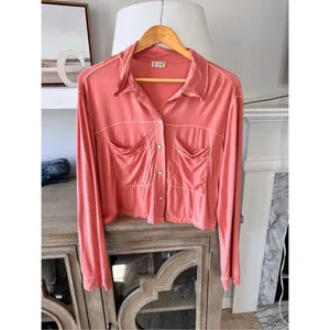 Free People Intimately‎ PJ Button Down Top Womens Pink Medium (T1) thumbnail 2