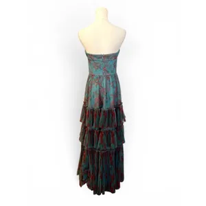 Hutch Isabella Gown Sz 2 NWT Romantic Vining Painted Floral Tulle Blue/Copper thumbnail 10