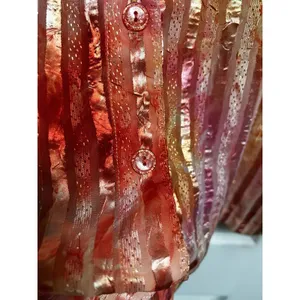 021-014 Altered Blouse Womens‎ Size Medium Pink Long Sleeve Sheer Button Down thumbnail 3