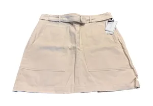 1. STATE Linen Blend Belted Mini Pencil Skirt White Swan Size 4 thumbnail 1